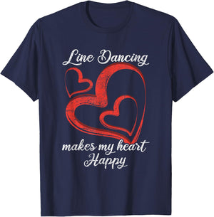 Line Dancing Makes My Heart Happy Line Dance T-Shirt - T-Shirt | Navy