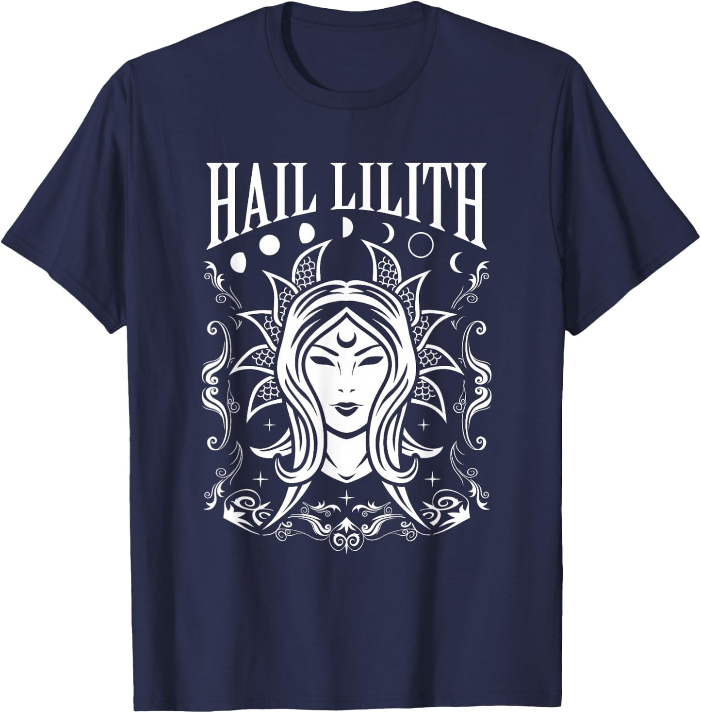 Dark Demon Occult Hail Lilith and Full Moon Cycle Women's T-Shirt - T-Shirt | Navy