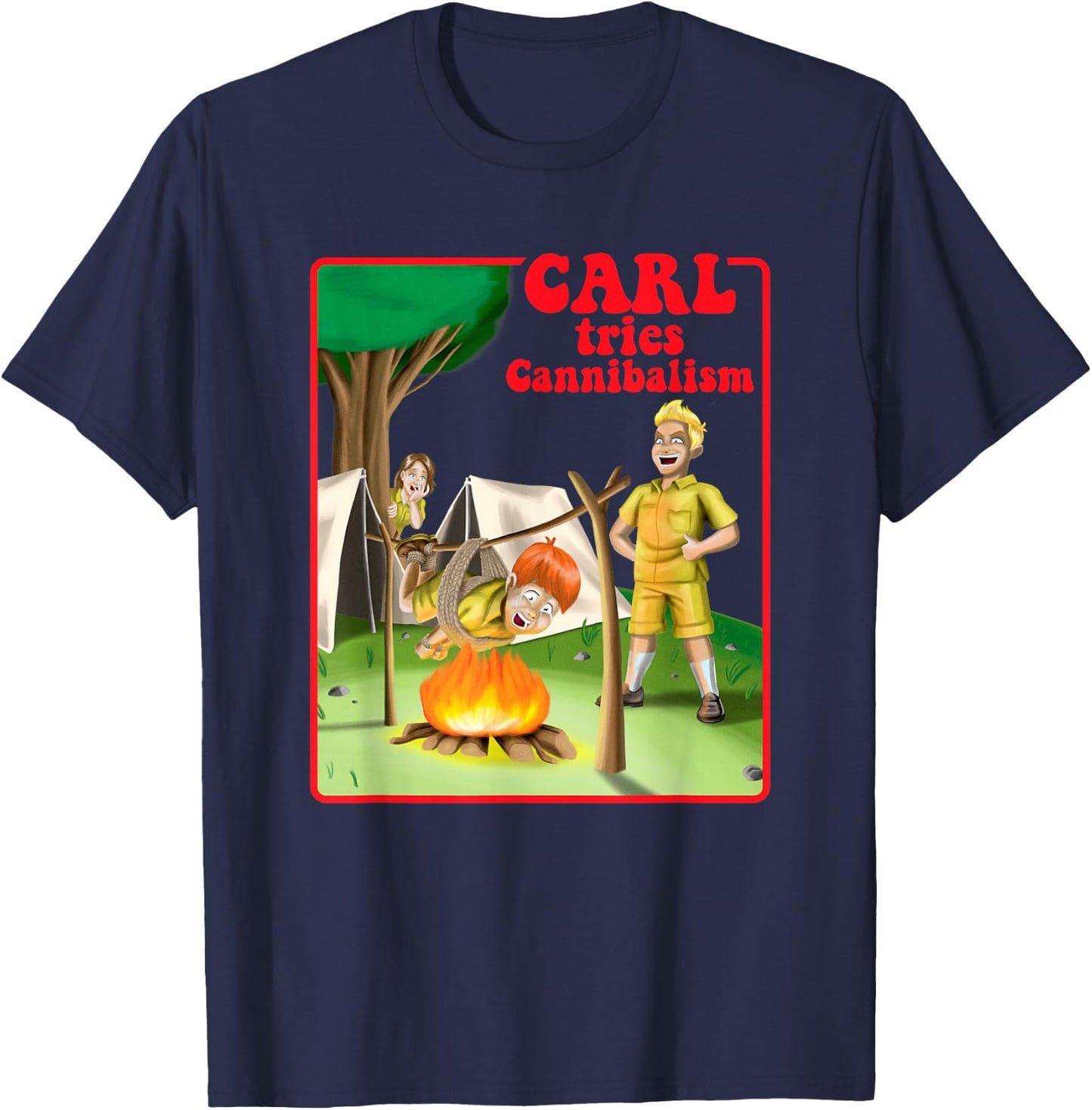 Carl Tries Cannibalism - Cute Horror Shirt - Funny Horror T-Shirt - T-Shirt | Navy