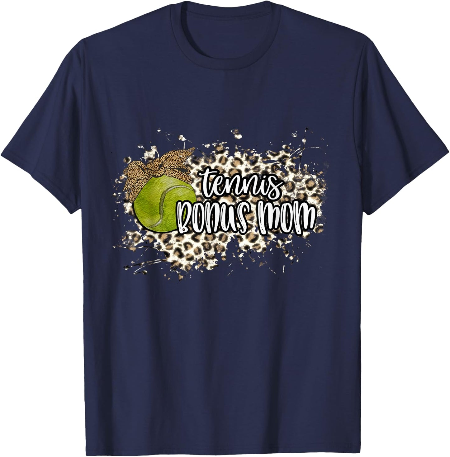 Tennis BONUS MOM Tennis Ball Graphic Shirt Leopard Bandana T-Shirt - T-Shirt | Navy