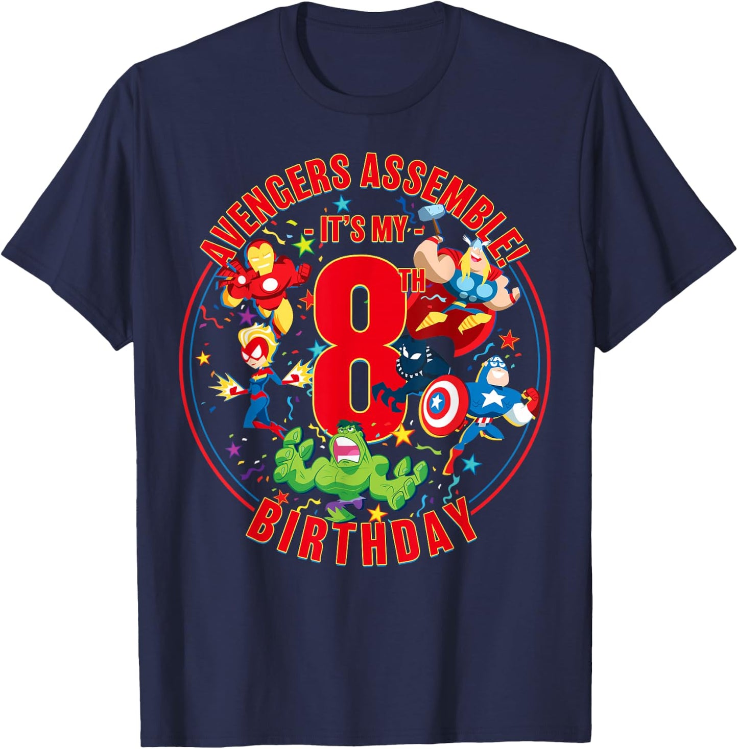 Marvel Avengers Assemble It's My 8th Birthday T-Shirt - T-Shirt | Navy