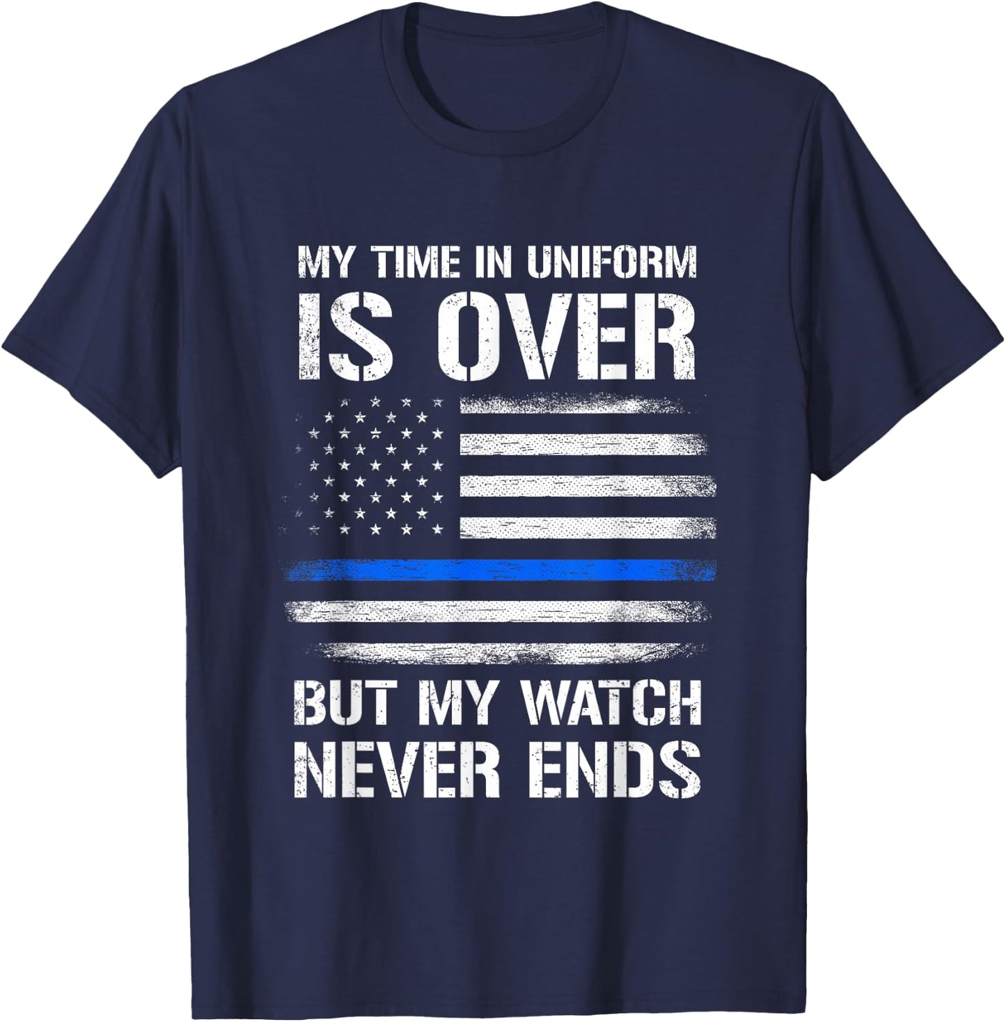 Retired Police Officer Gifts Thin Blue Line T-Shirt - T-Shirt | Navy