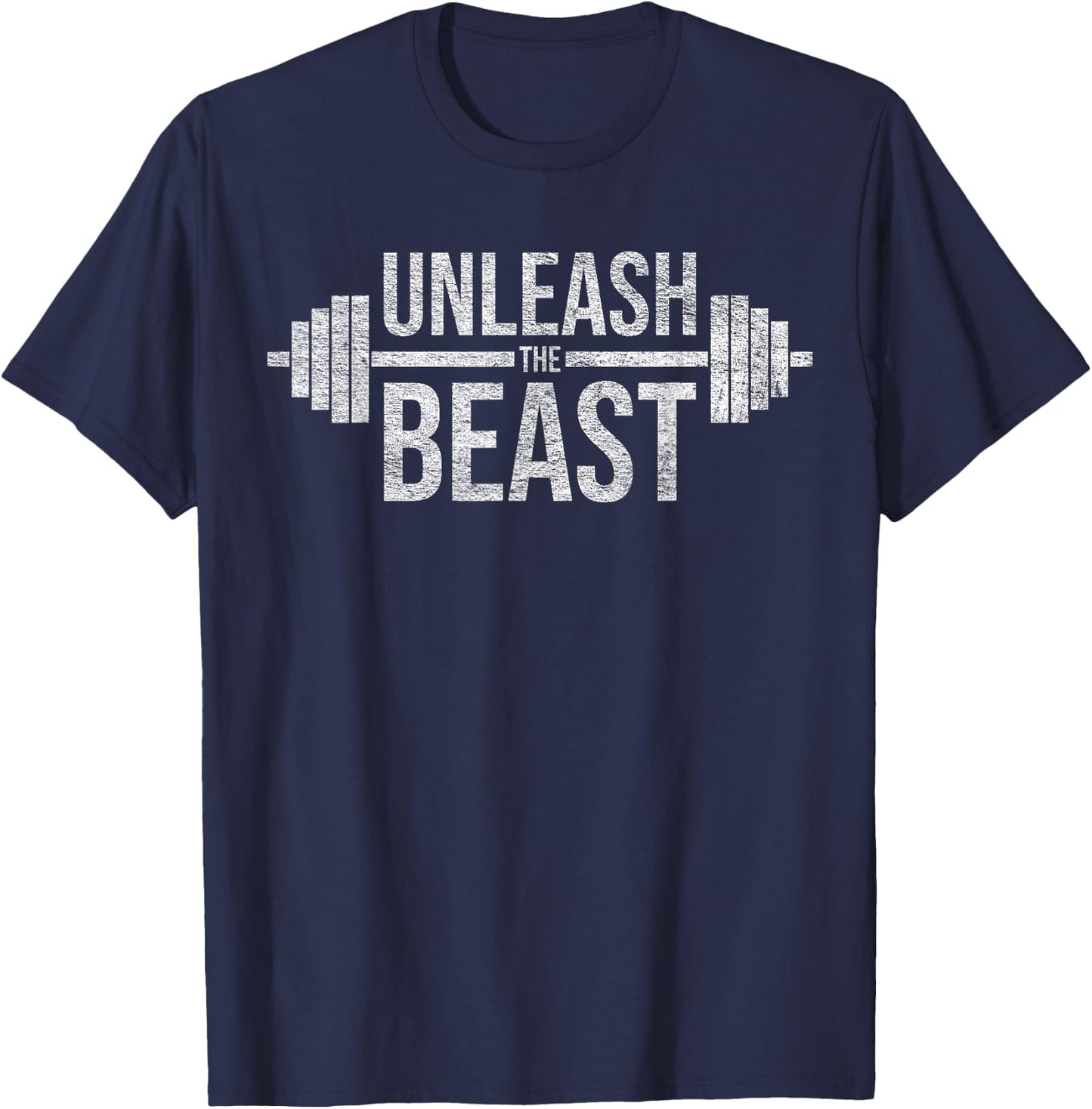 Unleash The Beast Barbell Weight Lifter Workout Training T-Shirt - T-Shirt | Navy