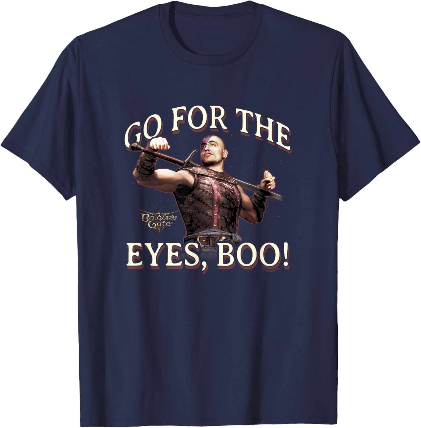 Dungeons & Dragons Minsc Go For The Eyes Boo! Chest Poster T-Shirt - T-Shirt | Navy