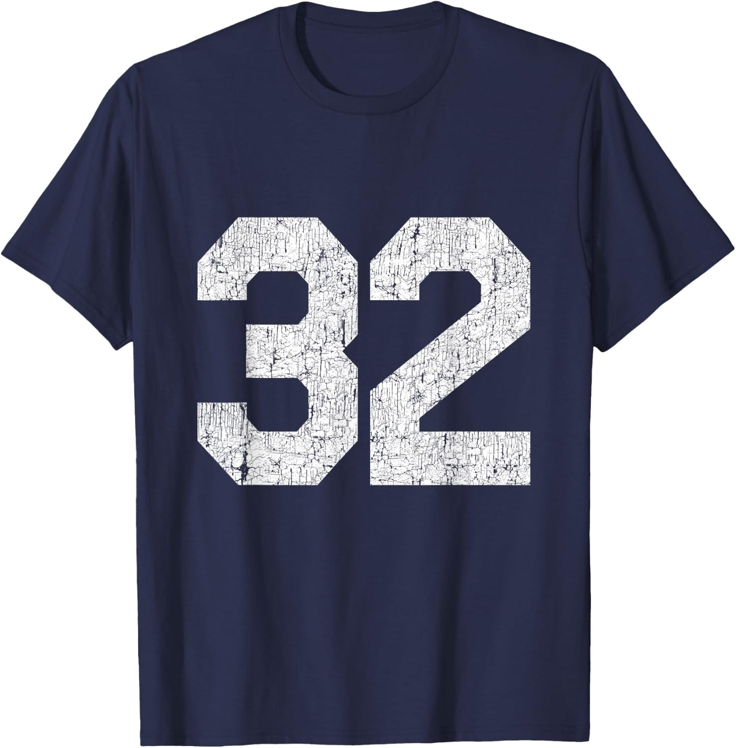 #32 Jersey Uniform Varsity Sports Number, 32nd Birthday T-Shirt - T-Shirt | Navy