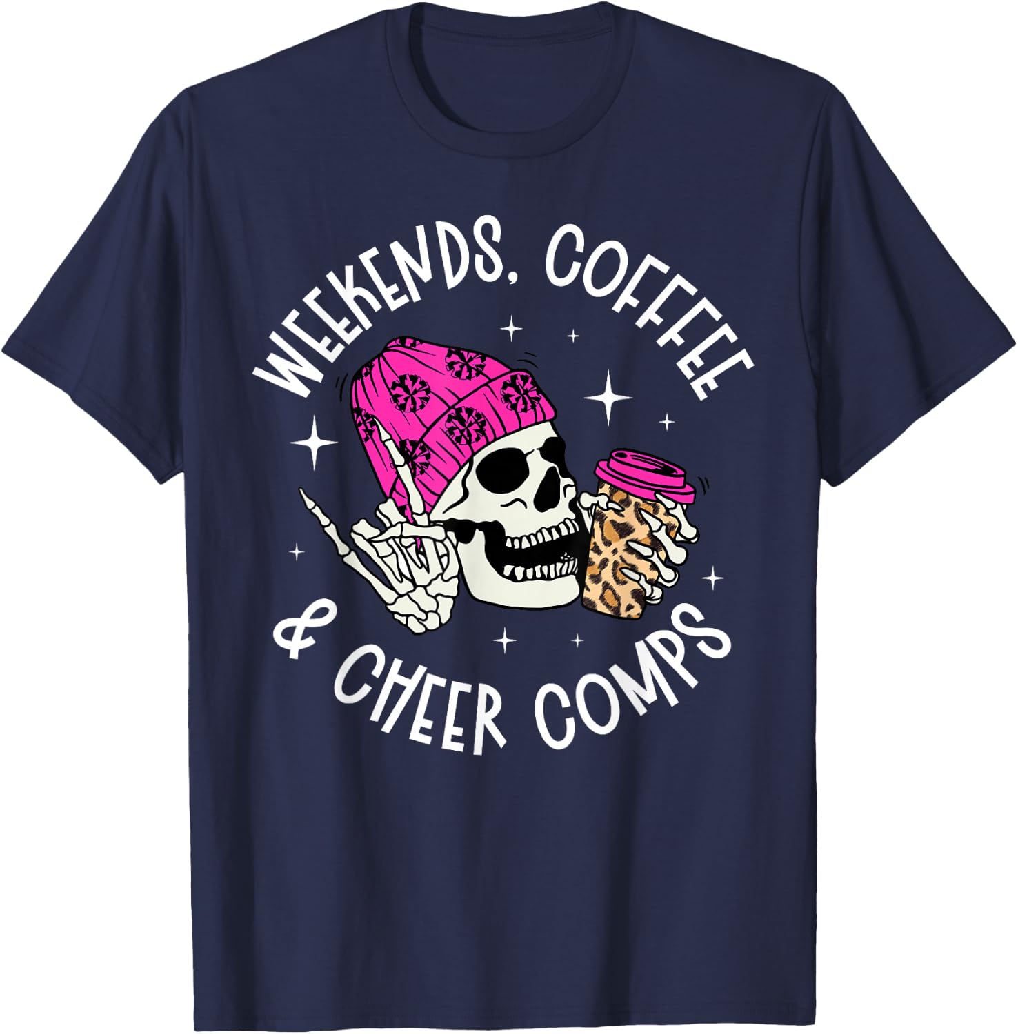 Weekends Coffee Cheer Mom Of A Cheerleader Mother Cheer Mama T-Shirt - T-Shirt | Navy