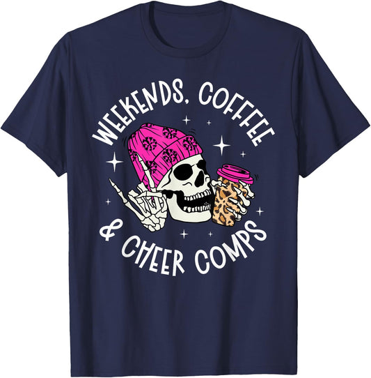 Weekends Coffee Cheer Mom Of A Cheerleader Mother Cheer Mama T-Shirt - T-Shirt | Navy