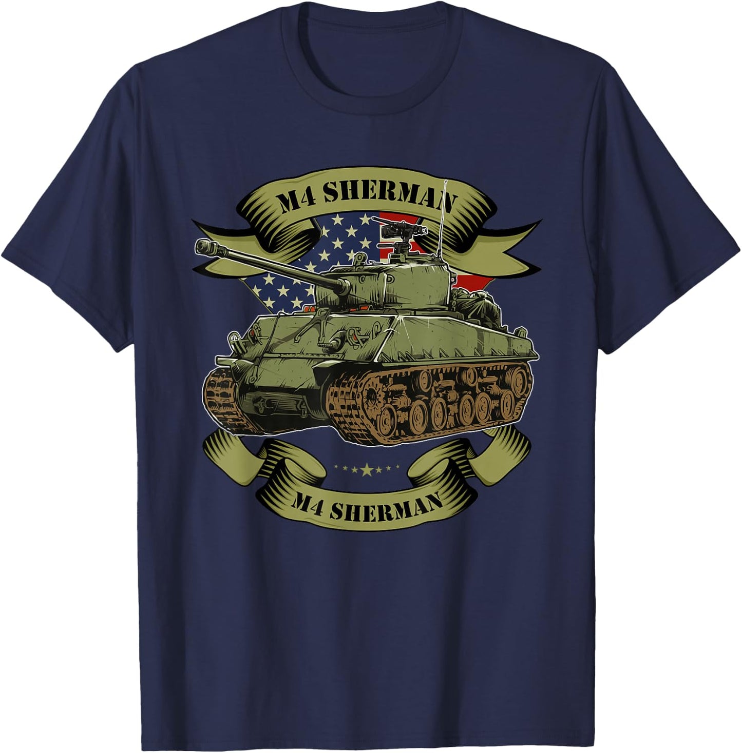 M4 Sherman American Tank WW2 World War 2 Gift T-Shirt - T-Shirt | Navy