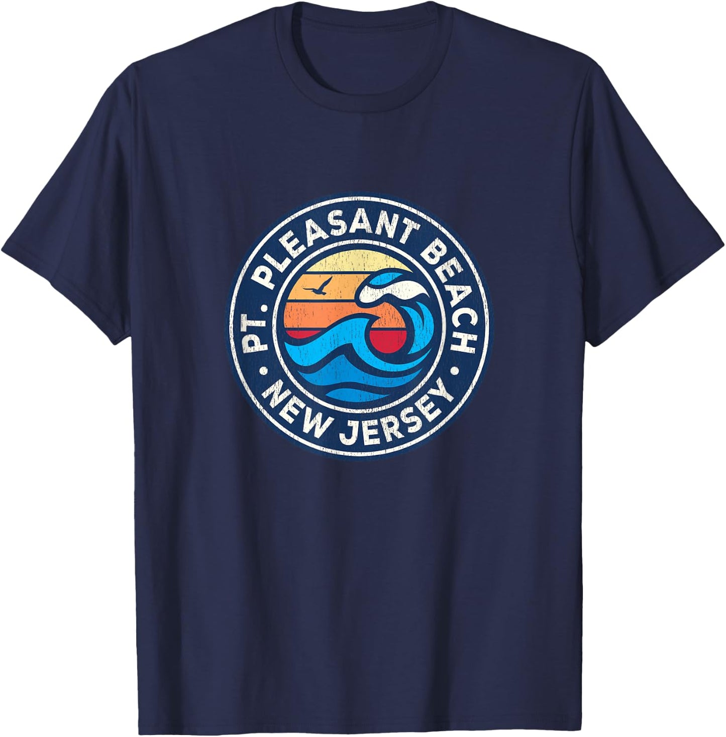 Point Pleasant Beach New Jersey NJ Vintage Nautical Waves De T-Shirt - T-Shirt | Navy