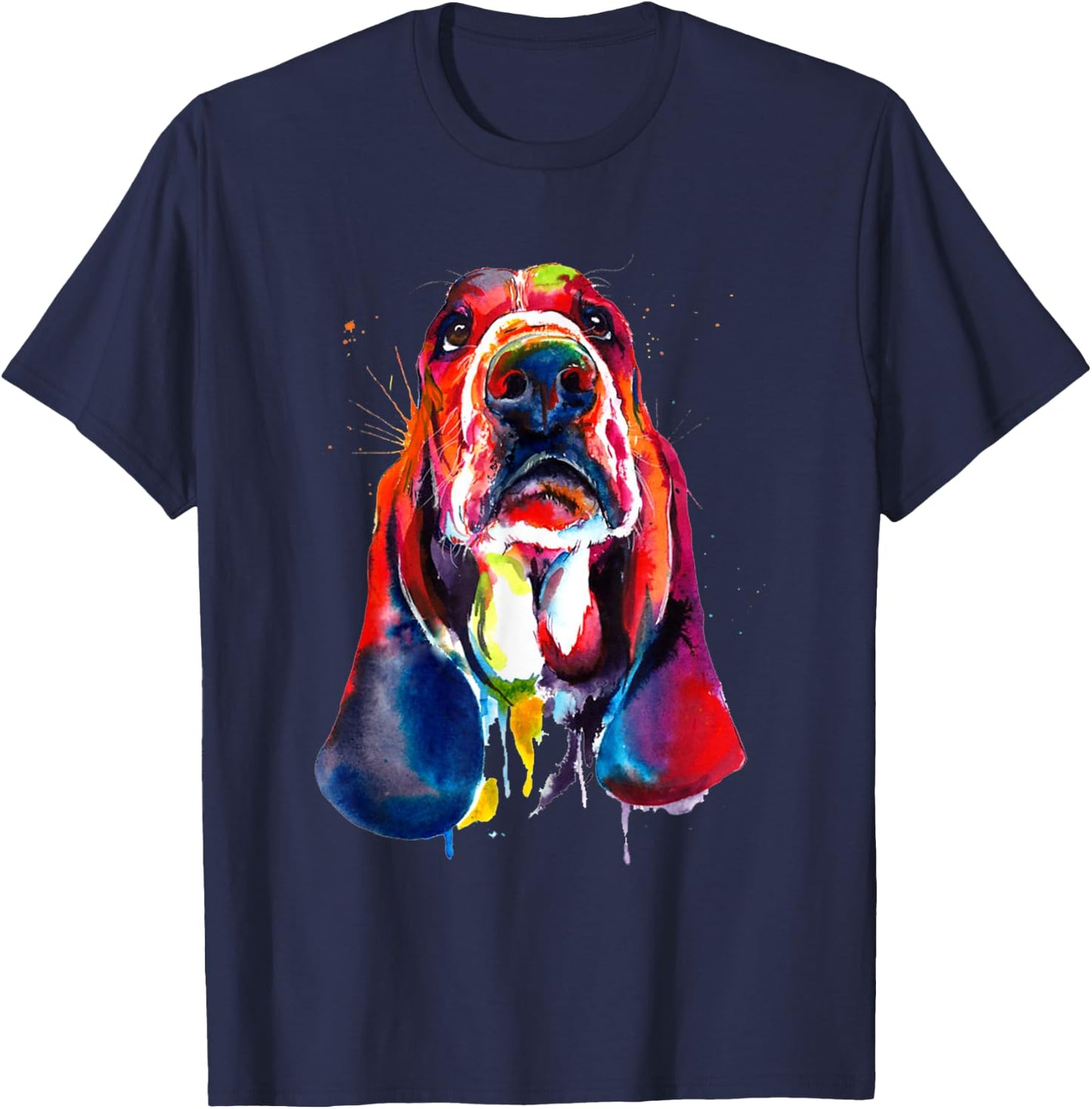 Basset Hound Artistic Funny Dog Cute Sweet Gift Birthday Women Kids T-Shirt - T-Shirt | Navy