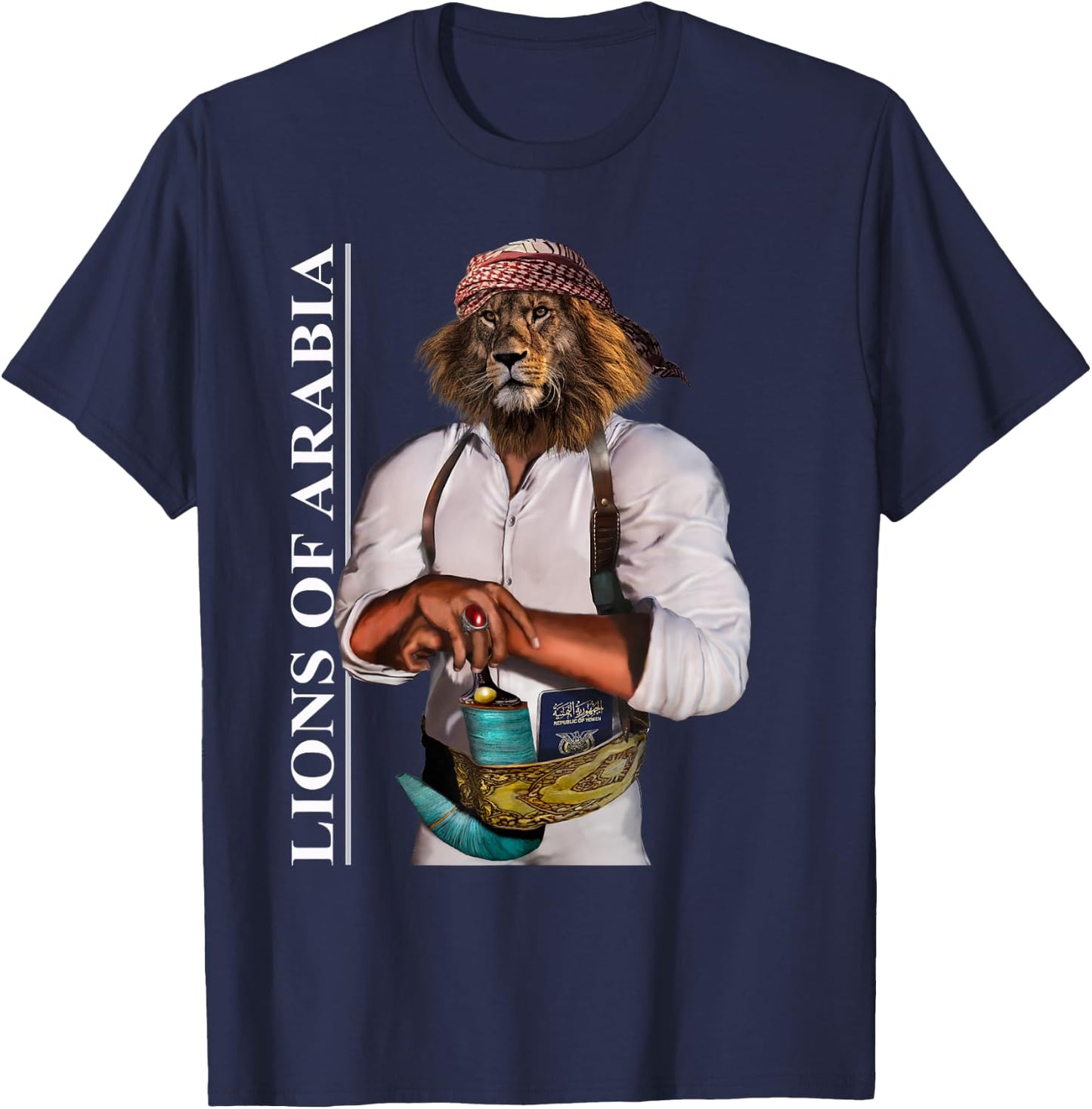 Lions Of Arabia Yemeni Style T-Shirt - T-Shirt | Navy