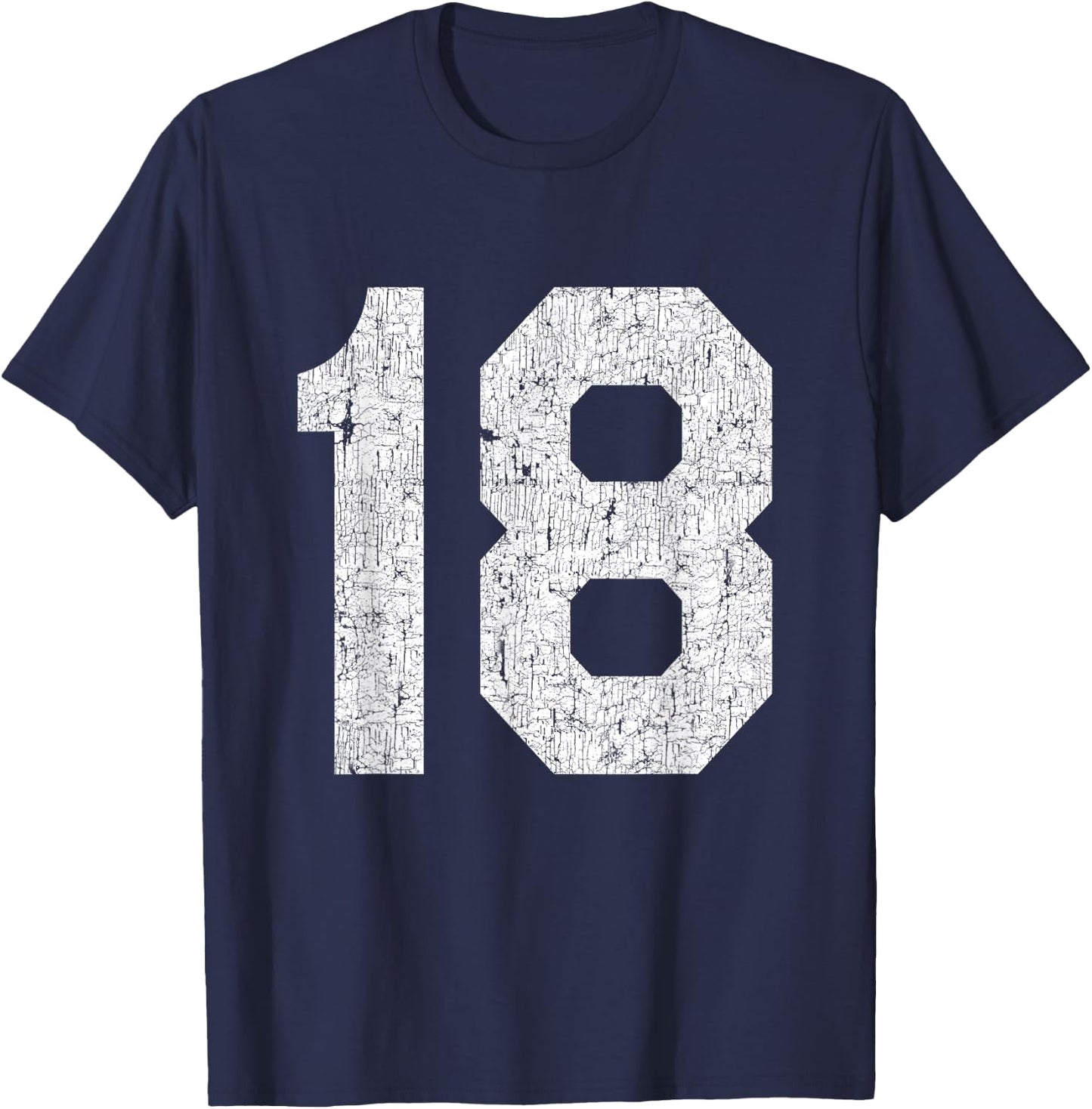 #18 Jersey Uniform Varsity Sports Number, 18th Birthday T-Shirt - T-Shirt | Navy