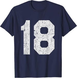 #18 Jersey Uniform Varsity Sports Number, 18th Birthday T-Shirt - T-Shirt | Navy