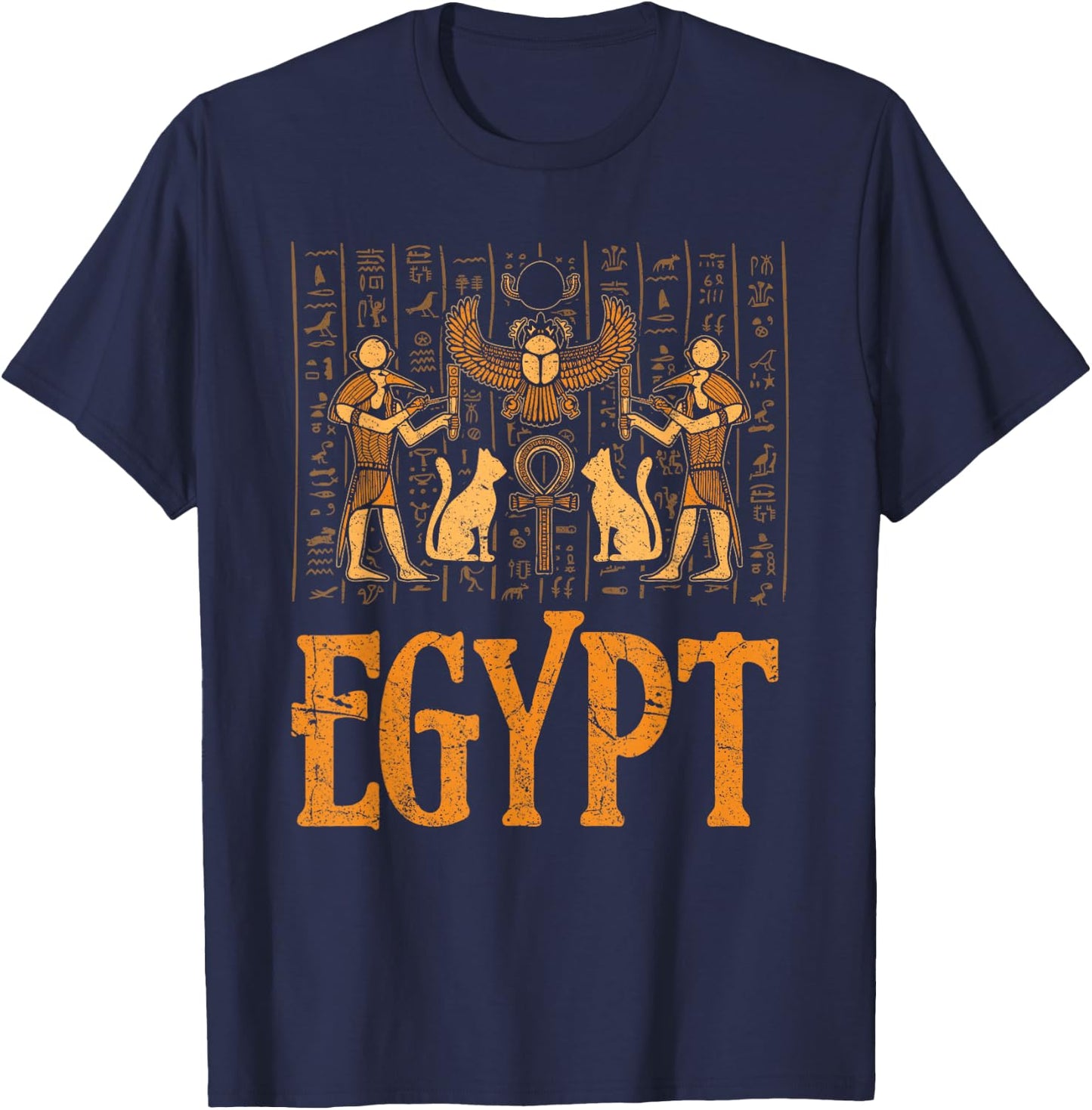 Egypt Pharaoh Pyramid Cairo Nile Ancient Egyptian History T-Shirt - T-Shirt | Navy