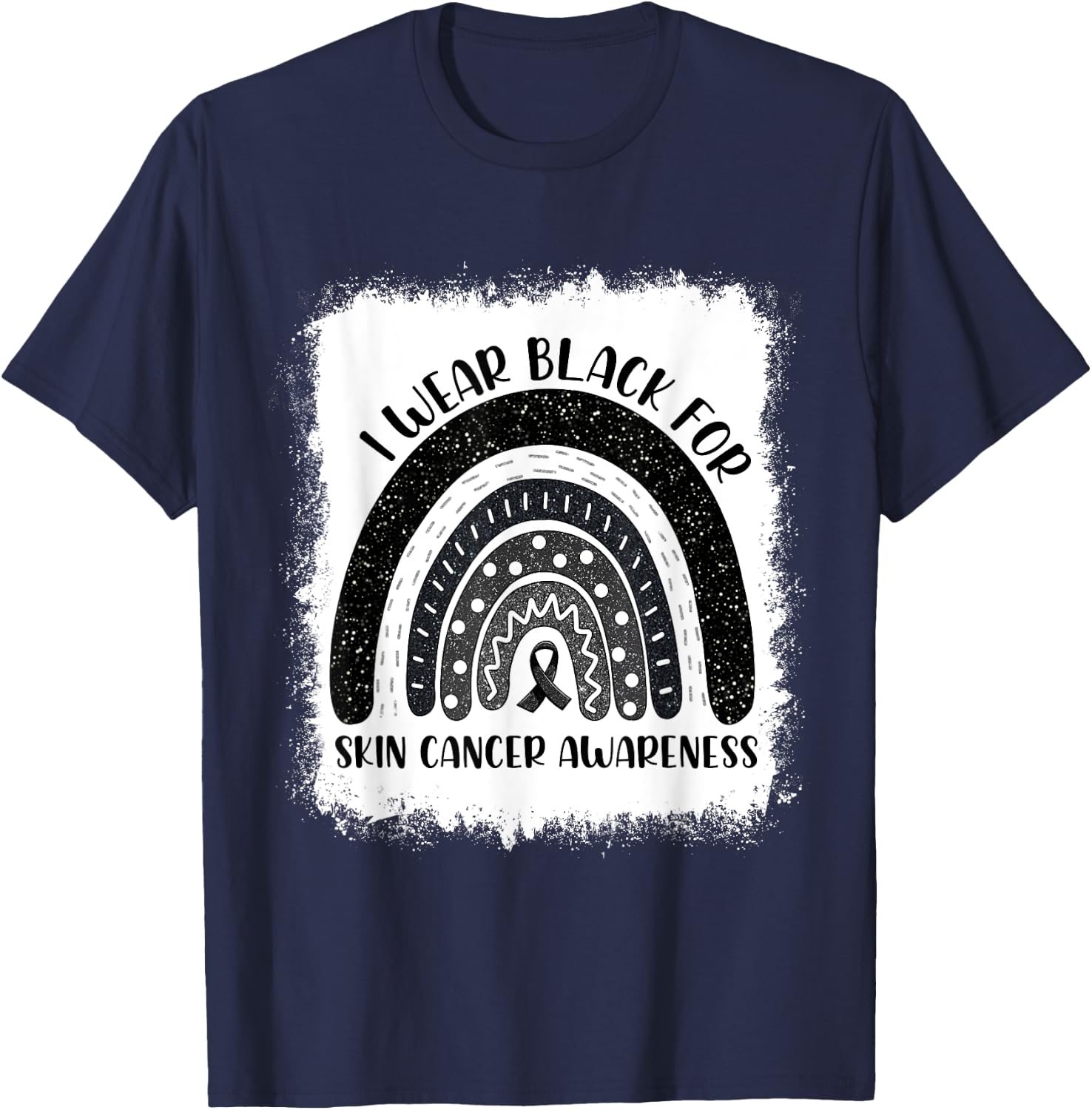 Rainbow I Wear Black For Skin Cancer Awareness Month T-Shirt - T-Shirt | Navy