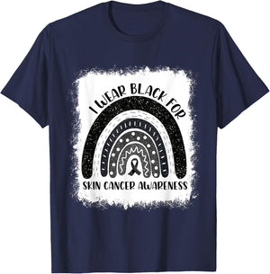 Rainbow I Wear Black For Skin Cancer Awareness Month T-Shirt - T-Shirt | Navy