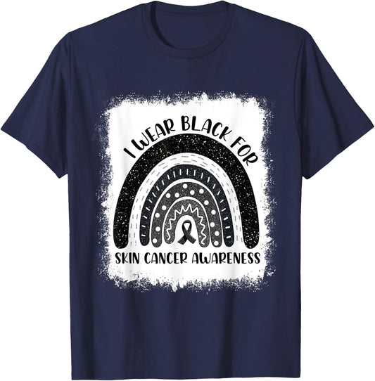 Rainbow I Wear Black For Skin Cancer Awareness Month T-Shirt - T-Shirt | Navy
