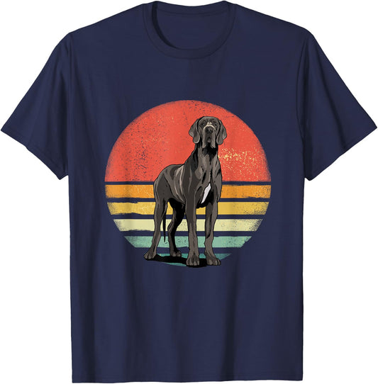 Great Dane Shirt Retro Mastiff Dog Lover Great Dane Mom Dad Women Kids T-Shirt - T-Shirt | Navy