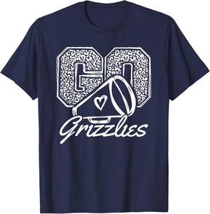 Go Cheer Grizzlies Sports Name Gifts Men Women Boy Girl T-Shirt - T-Shirt | Navy