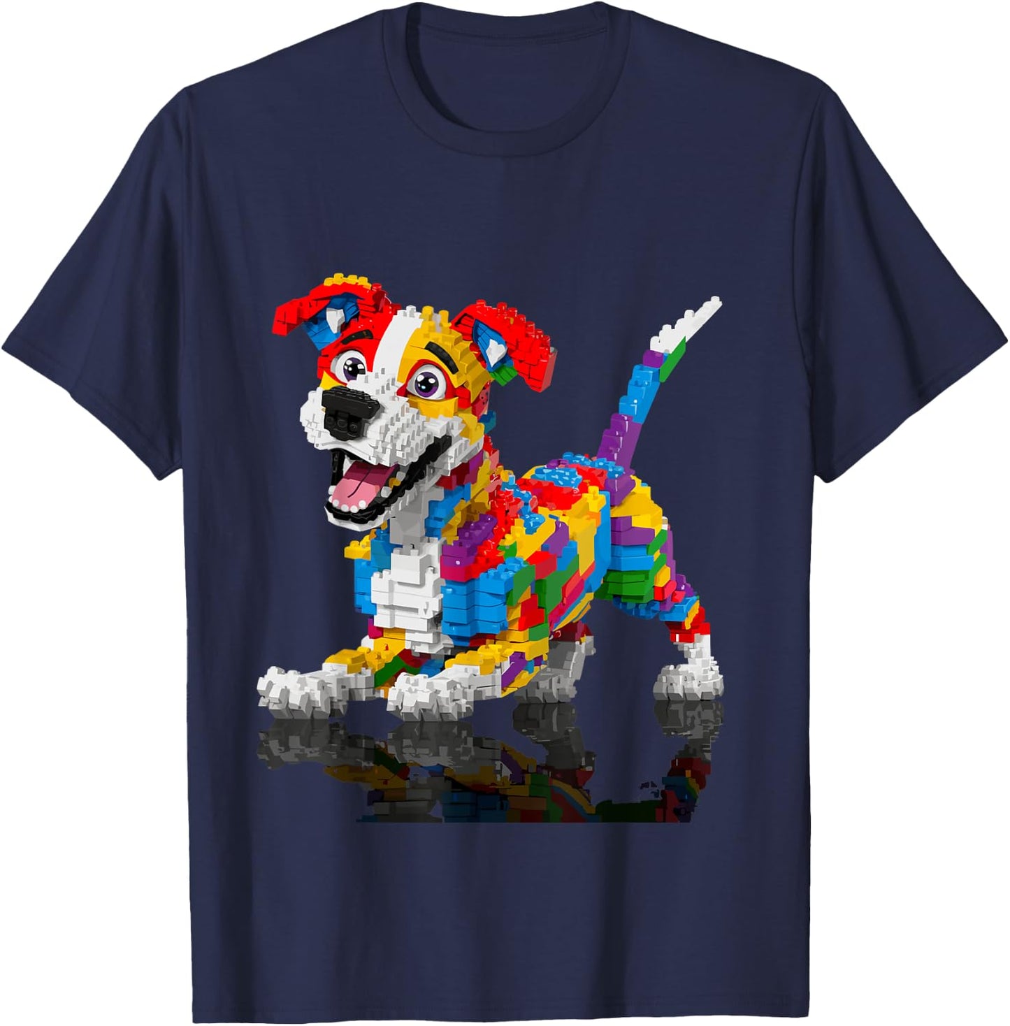 Master Builder Kids Building Blocks Dog Brick Builder T-Shirt - T-Shirt | Navy