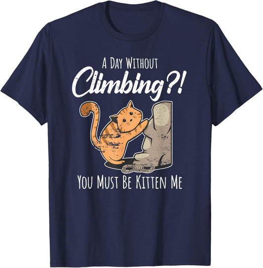 Rock Climbing Mountain Climber Cragsman Bouldering I Cat T-Shirt - T-Shirt | Navy