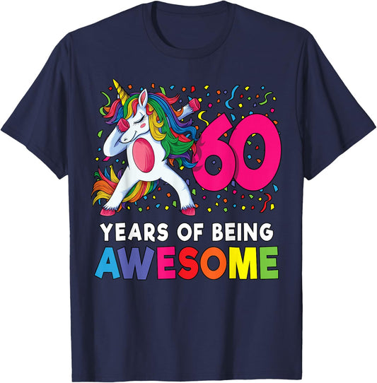 60th Birthday Unicorn Women Party Gift T-Shirt - T-Shirt | Navy