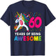 60th Birthday Unicorn Women Party Gift T-Shirt - T-Shirt | Navy