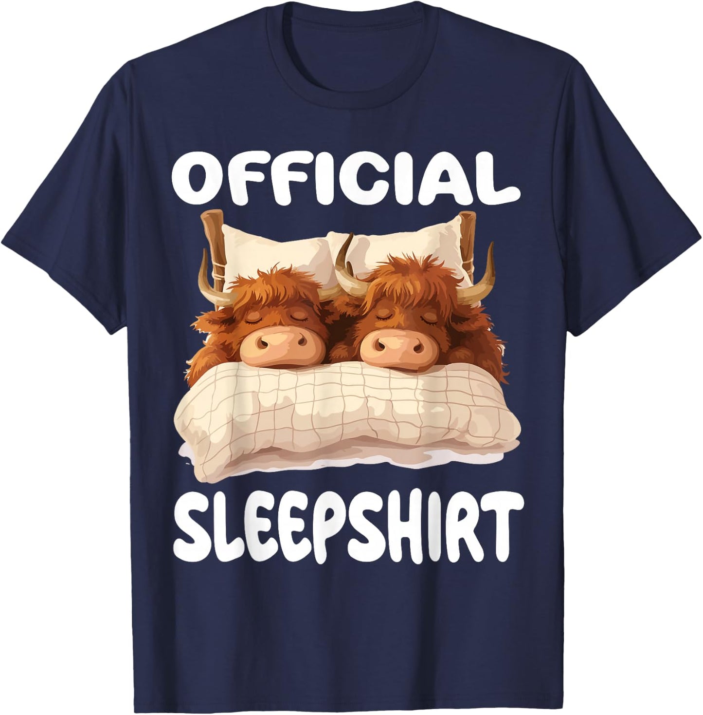 Scottish Highland Cow Official Sleepshirt Pajamas Nightgown T-Shirt - T-Shirt | Navy