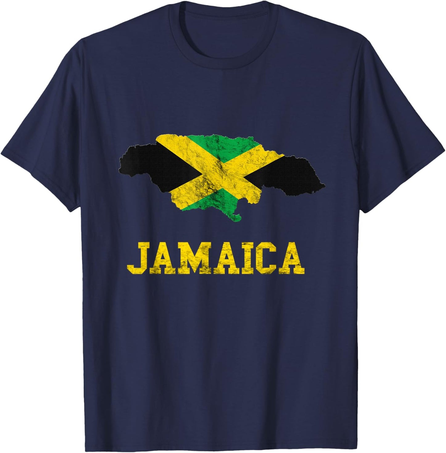 Jamaica Map Jamaican Flag Caribbean Trip Jamaica Roots T-Shirt - T-Shirt | Navy
