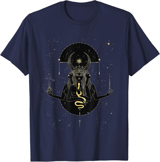 The Goddess Hecate Tarot Card Triple Moon Wiccan Witch T-Shirt - T-Shirt | Navy