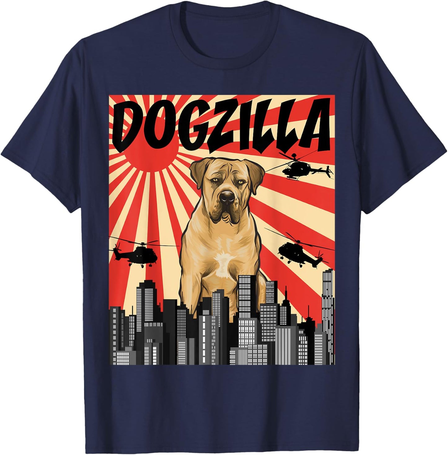 Funny Retro Japanese Dogzilla Boerboel T-Shirt - T-Shirt | Navy