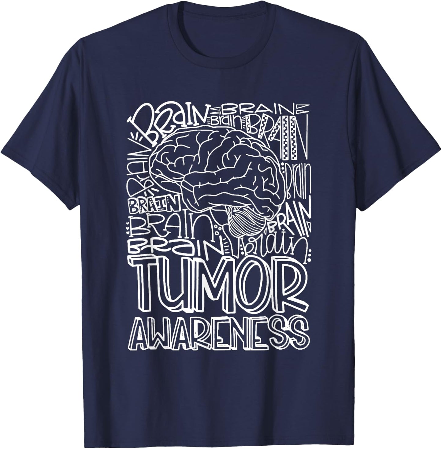 Brain Tumor Awareness Shirt | Brain Tumor Survivor Shirt T-Shirt - T-Shirt | Navy