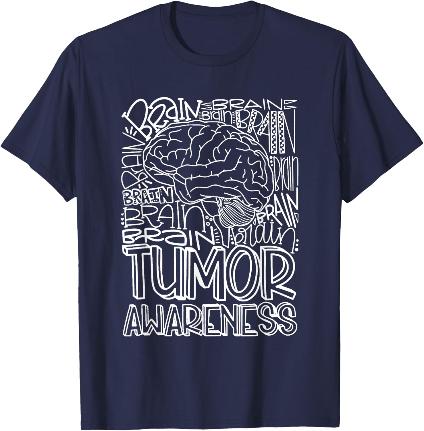 Brain Tumor Awareness Shirt | Brain Tumor Survivor Shirt T-Shirt - T-Shirt | Navy