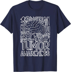Brain Tumor Awareness Shirt | Brain Tumor Survivor Shirt T-Shirt - T-Shirt | Navy