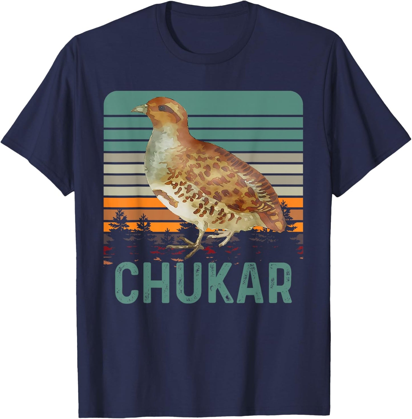 Funny Chukar Retro Vintage Funny Hunting T-Shirt - T-Shirt | Navy