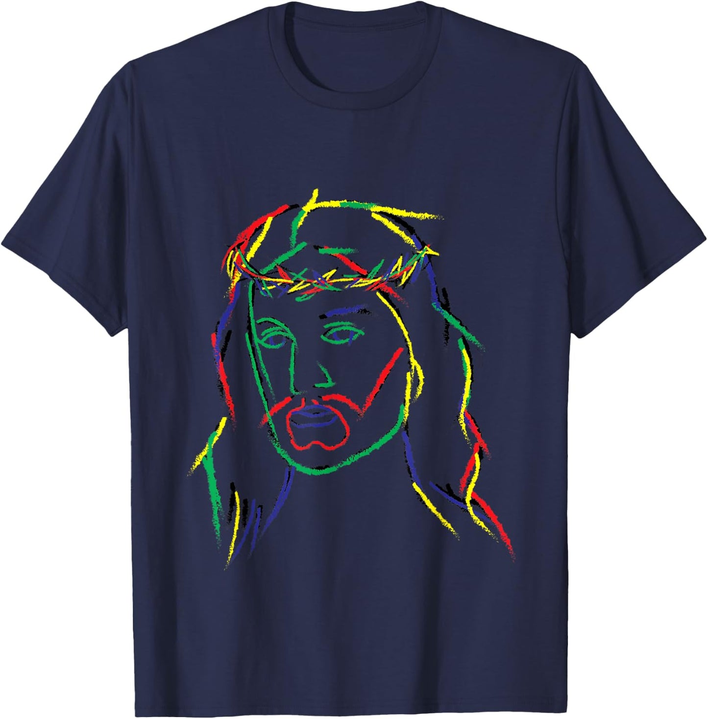 Abstract Jesus Graphic Image Cool Fun Piece T-Shirt - T-Shirt | Navy