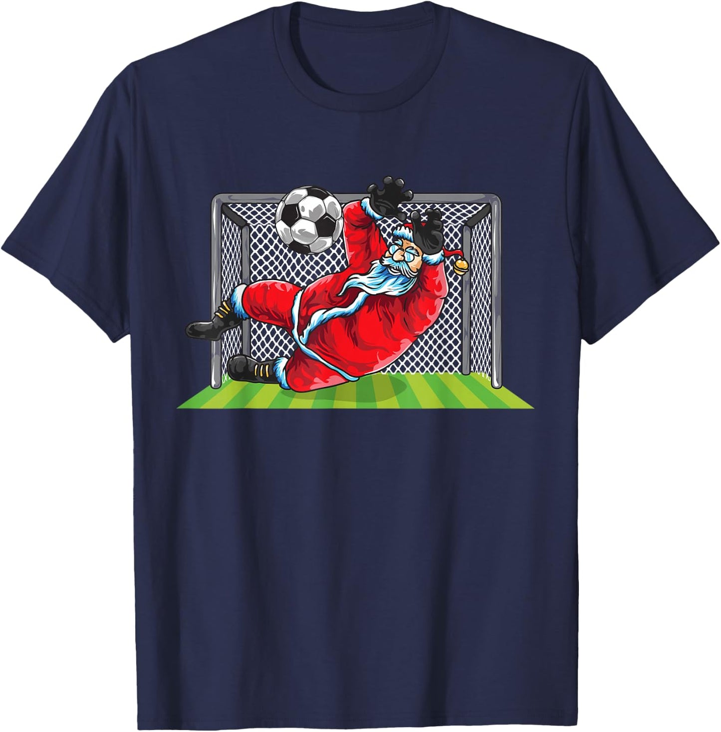 Soccer Goalie Santa Claus Christmas Sports Kids Boys Youth T-Shirt - T-Shirt | Navy