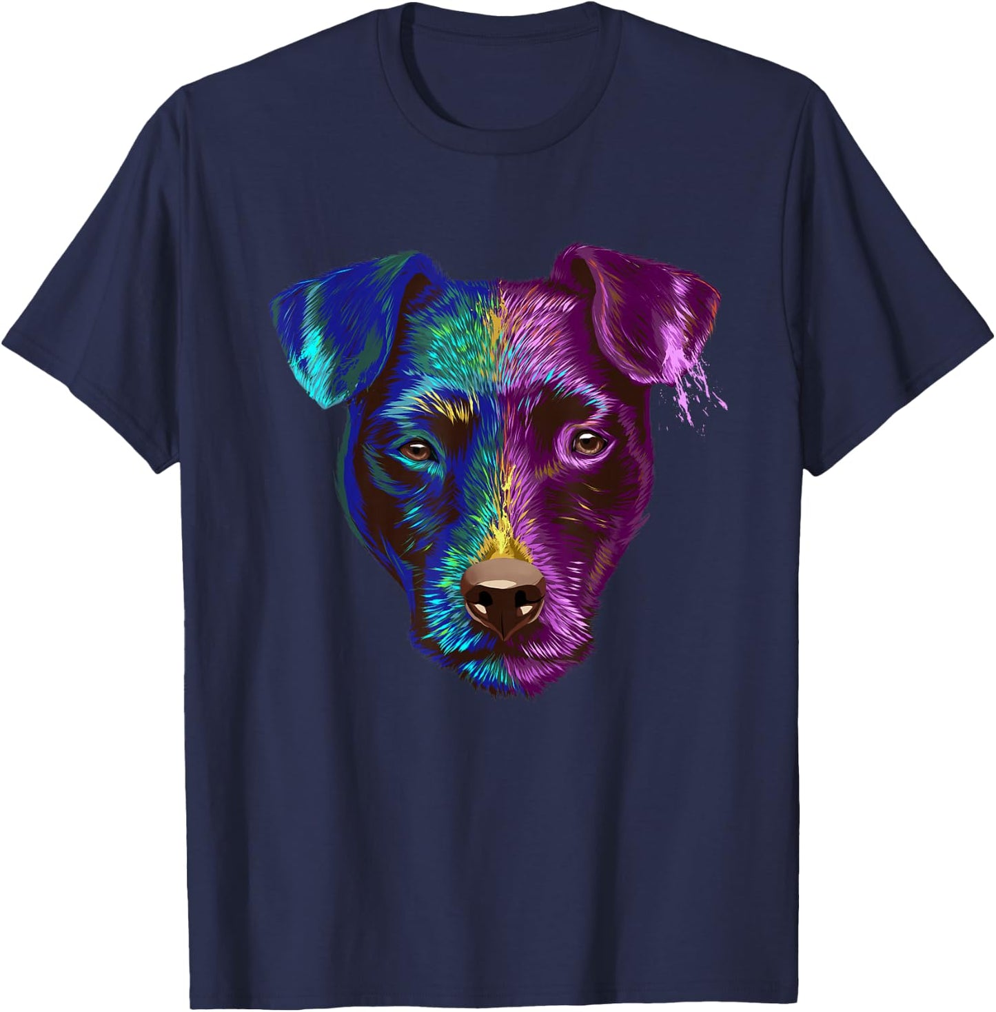 Colourful Dog Patterdale Terrier Men Women Kids T-Shirt - T-Shirt | Navy