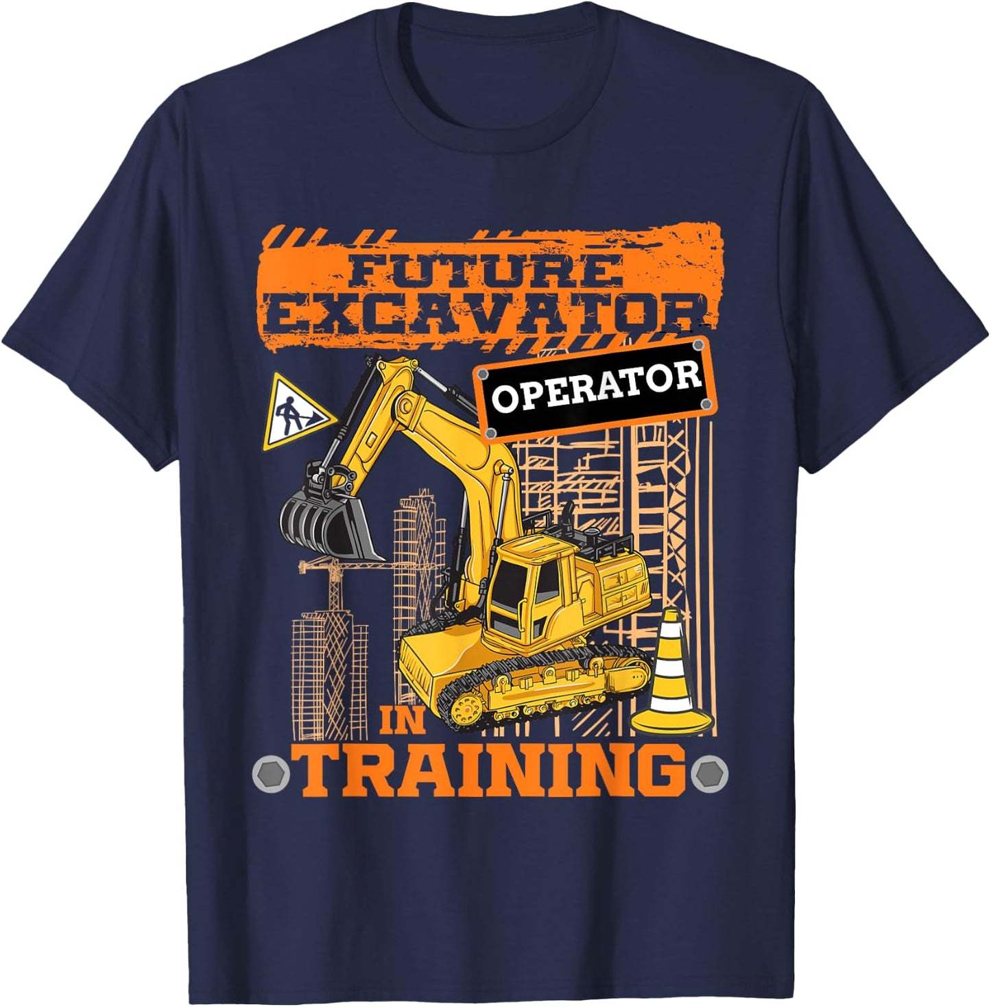 Construction Vehicle Excavator Boys T-Shirt - T-Shirt | Navy