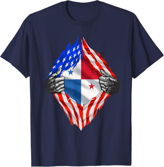 Panama Shirt American Panamanian Flag Hispanic Pride Roots T-Shirt - T-Shirt | Navy