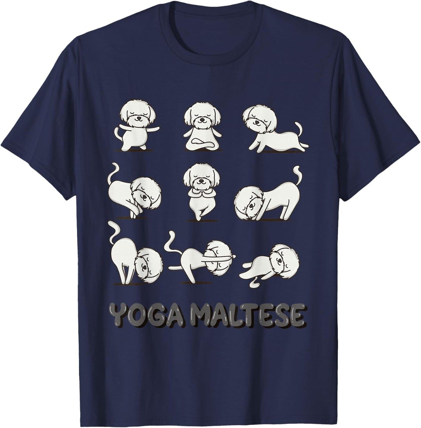Maltese Yoga Shirt Maltese Yoga Pose Meditation T-Shirt - T-Shirt | Navy