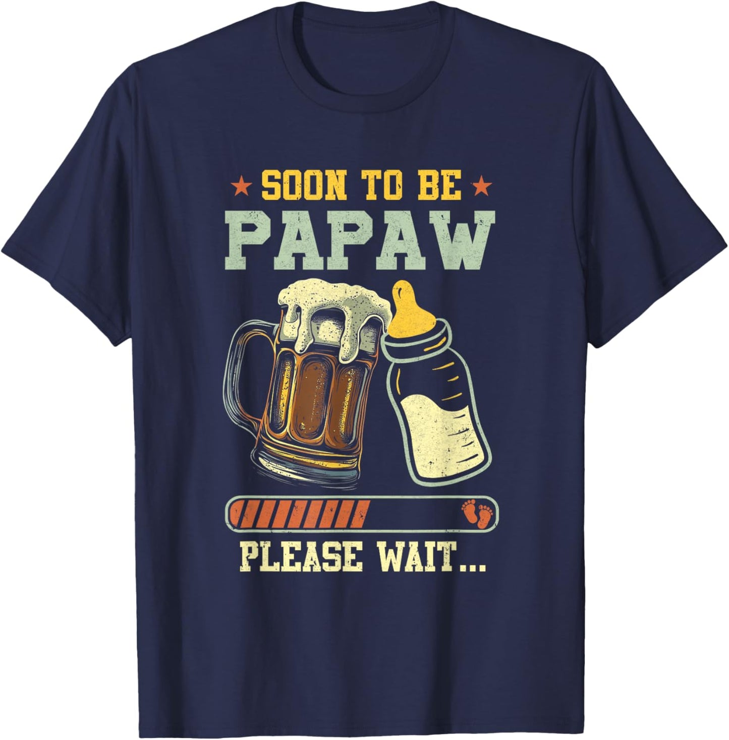 Soon To Be Papaw Est 2026 Pregnancy Announcement Loading T-Shirt - T-Shirt | Navy