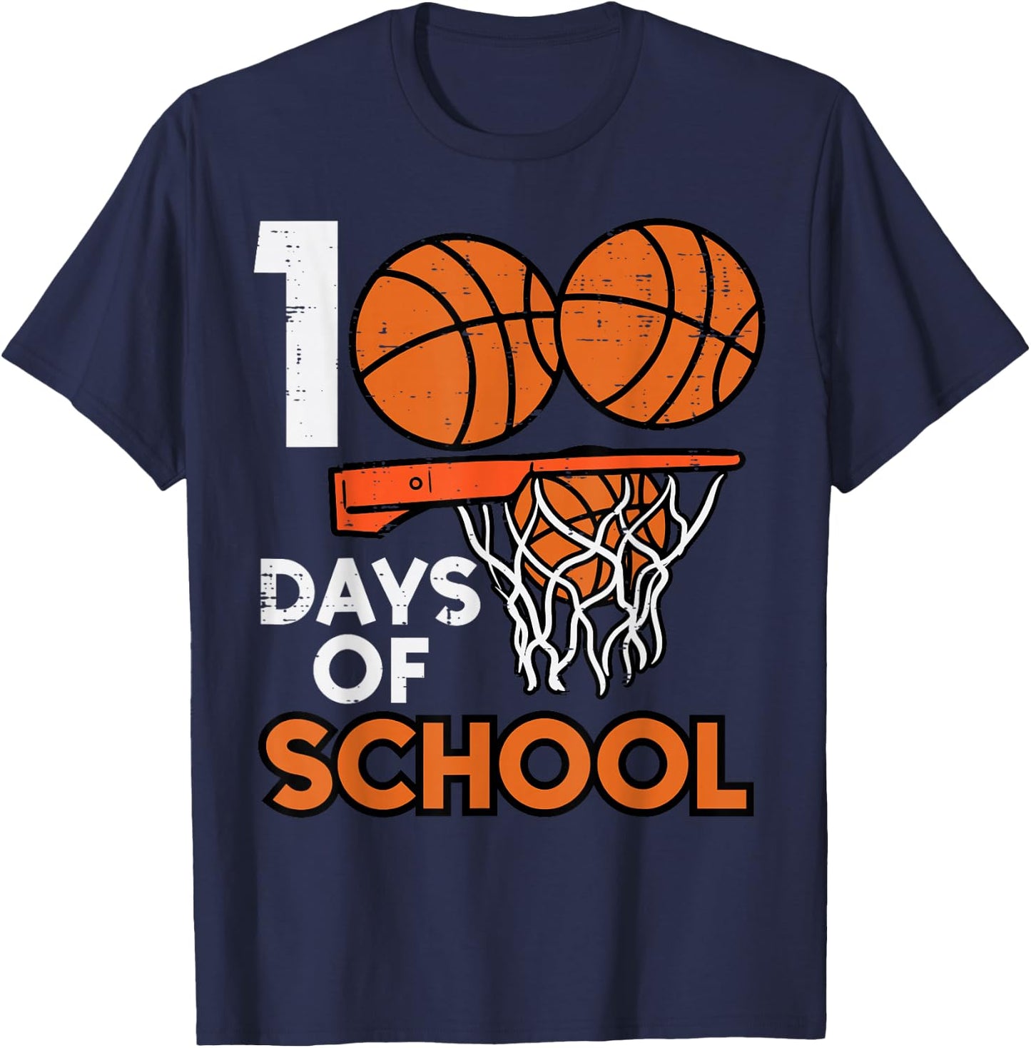 100 Days School Basketball 100th Day Teacher Men Boys Kids T-Shirt - T-Shirt | Navy