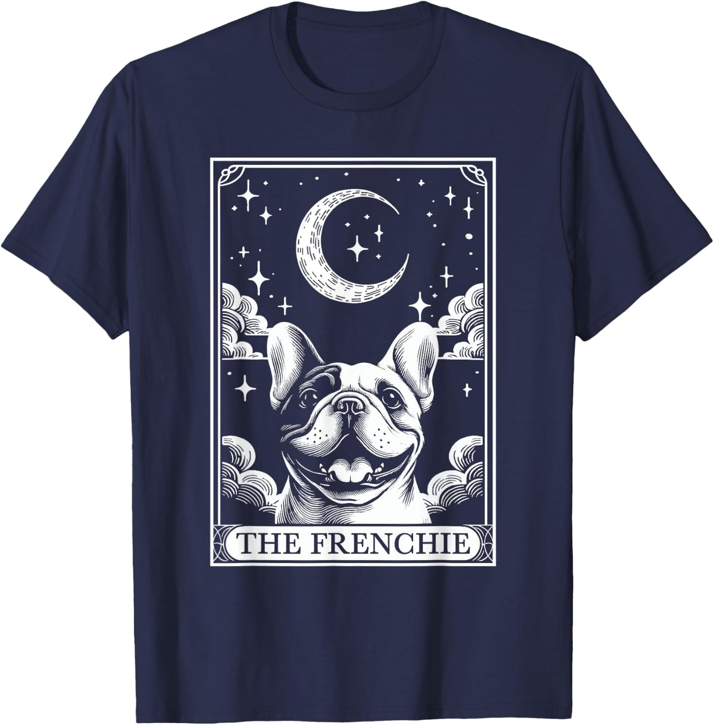 Tarot Card Vintage Crescent Moon French Bulldog Dog Mom T-Shirt - T-Shirt | Navy
