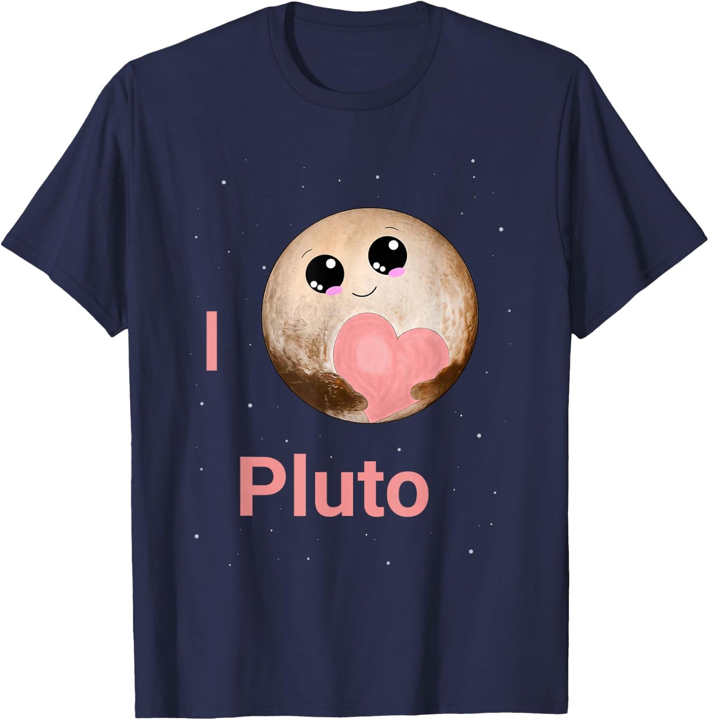 I Love Pluto Heart Cute Pluto Planet Space Kawaii T-Shirt - T-Shirt | Navy