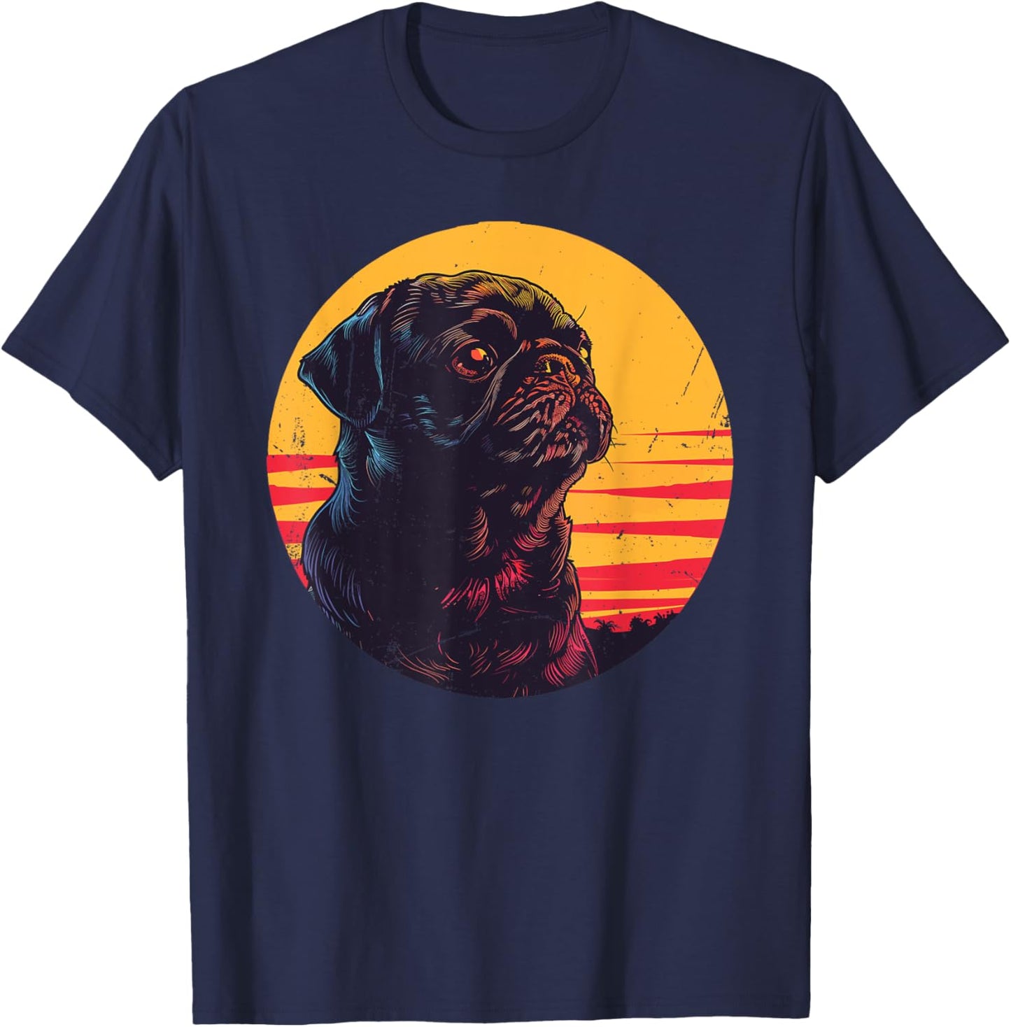 Retro Vintage Pug Christmas Birthday Gift Pug Dog Owner Women Kids T-Shirt - T-Shirt | Navy