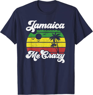Jamaica Me Crazy Rasta Roots Rock Reggae Jamaican Retro Gift T-Shirt - T-Shirt | Navy