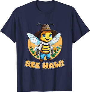 Funny Bee Haw Bumblebee Cowboy Hat T-Shirt - T-Shirt | Navy