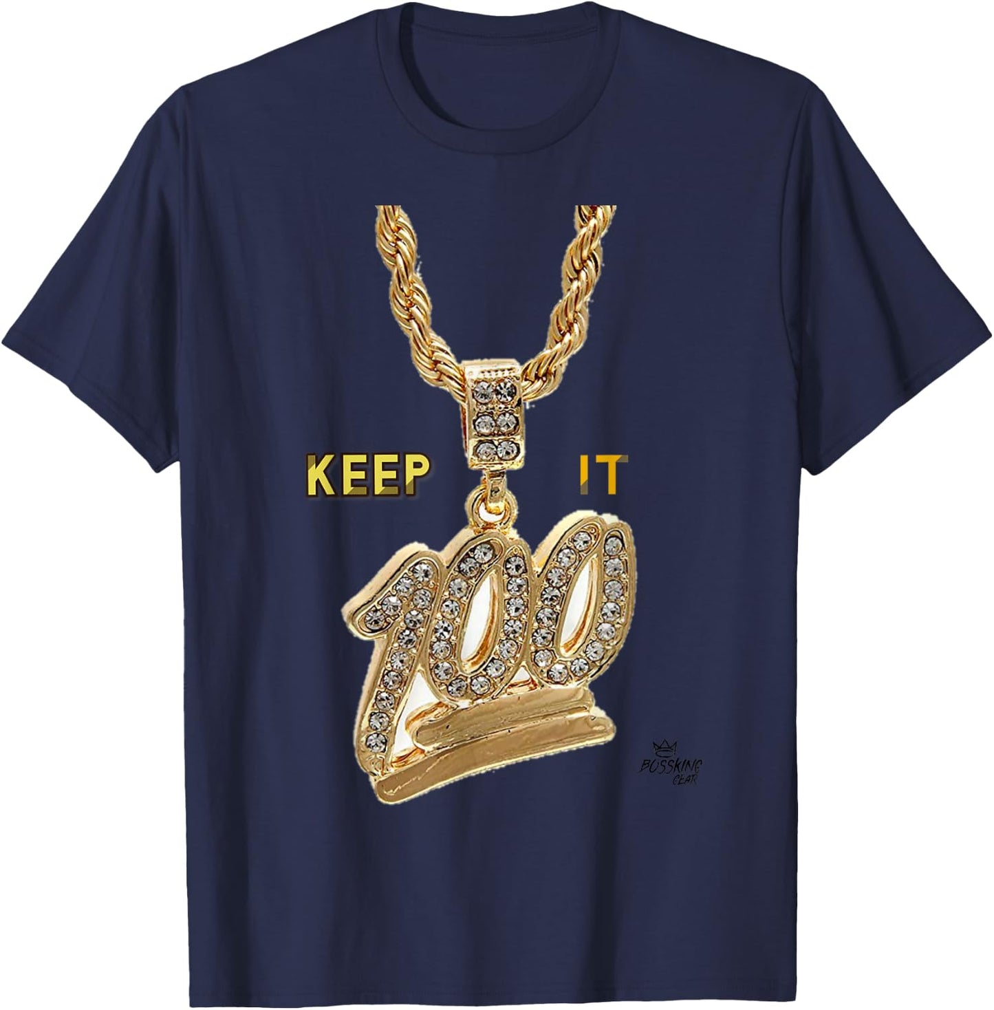 Keep it 100 Keep It Real Hip Hop Rap Music Design T-Shirt - T-Shirt | Navy