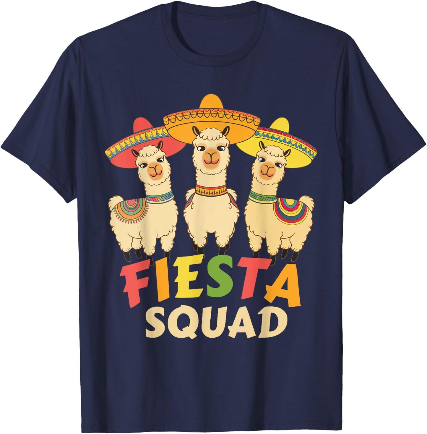Fiesta Squad Cinco De Mayo Llama Let's Fiesta Mexican Party T-Shirt - T-Shirt | Navy
